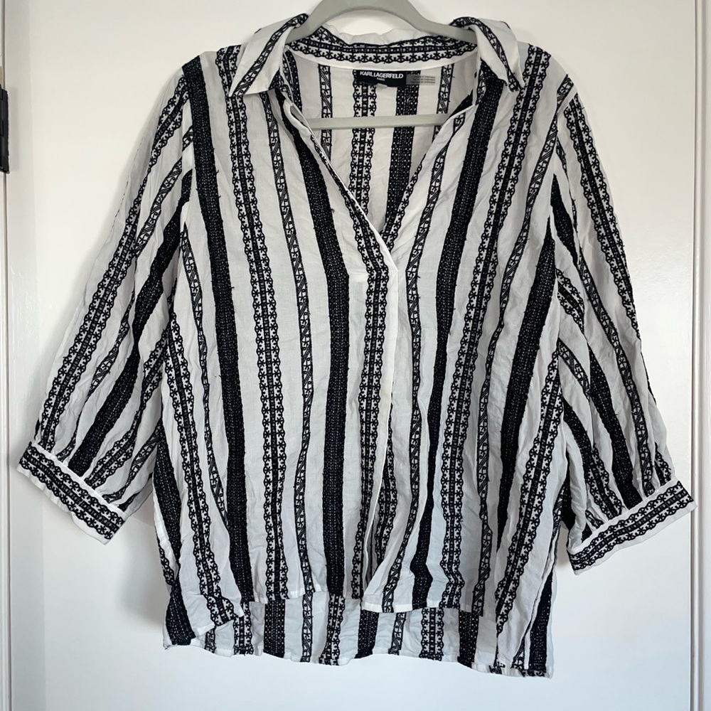 Karl Lagerfeild striped blouse. Size Large womens